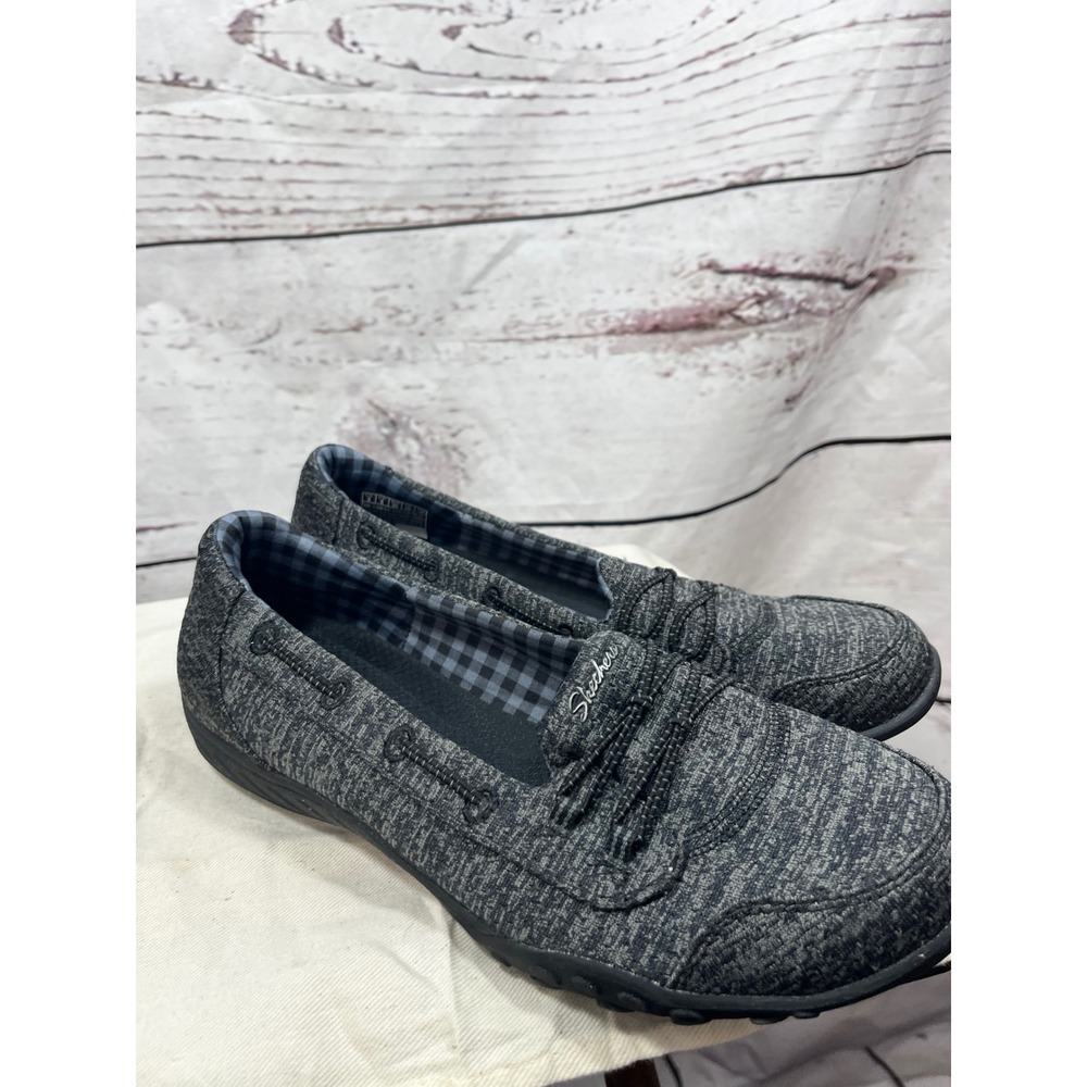 Skechers Relaxed Fit Womens Charcoal Gray Jersey Knit Bungee Slip On Loafers